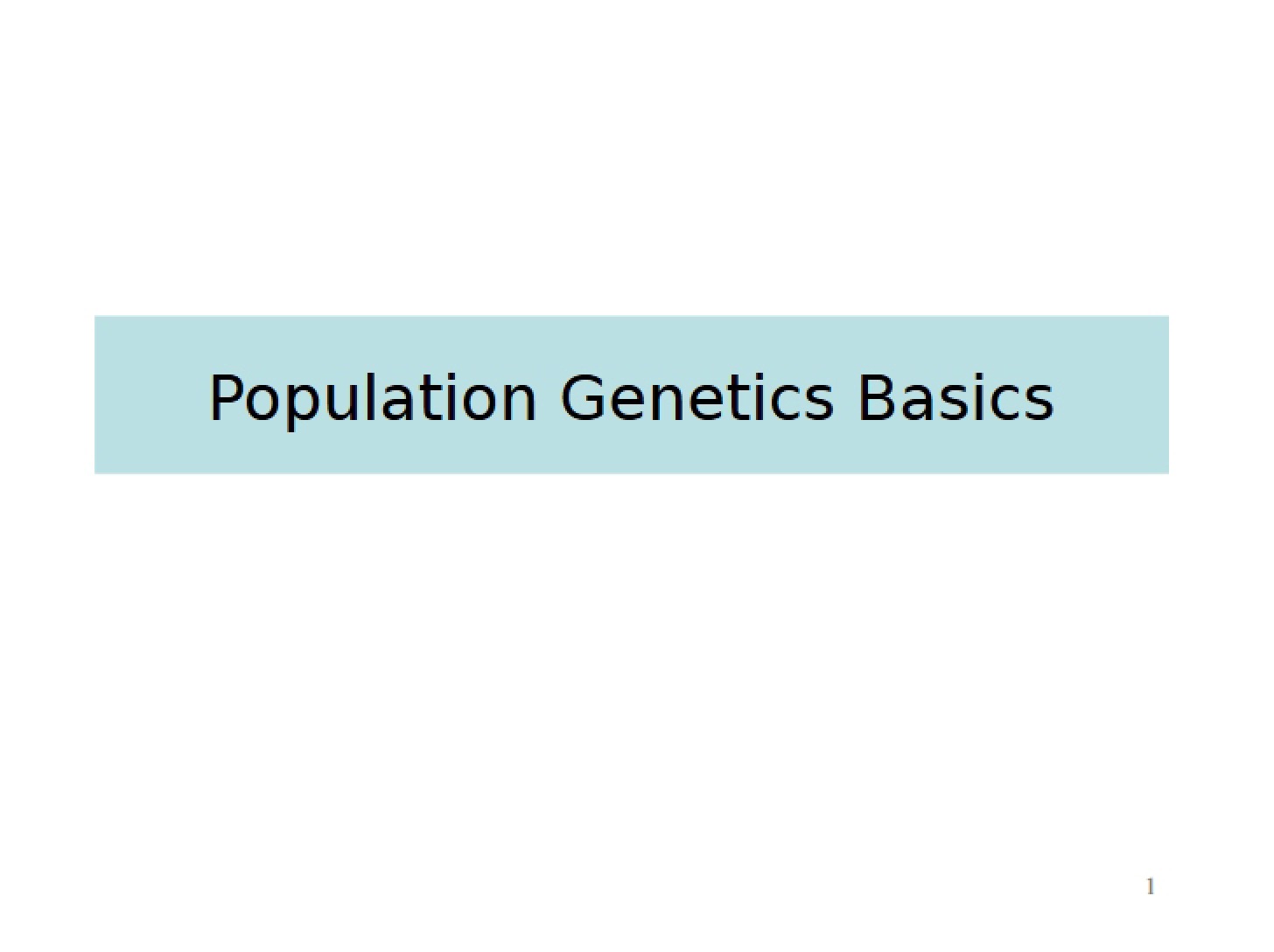 Basics of Population Genetics