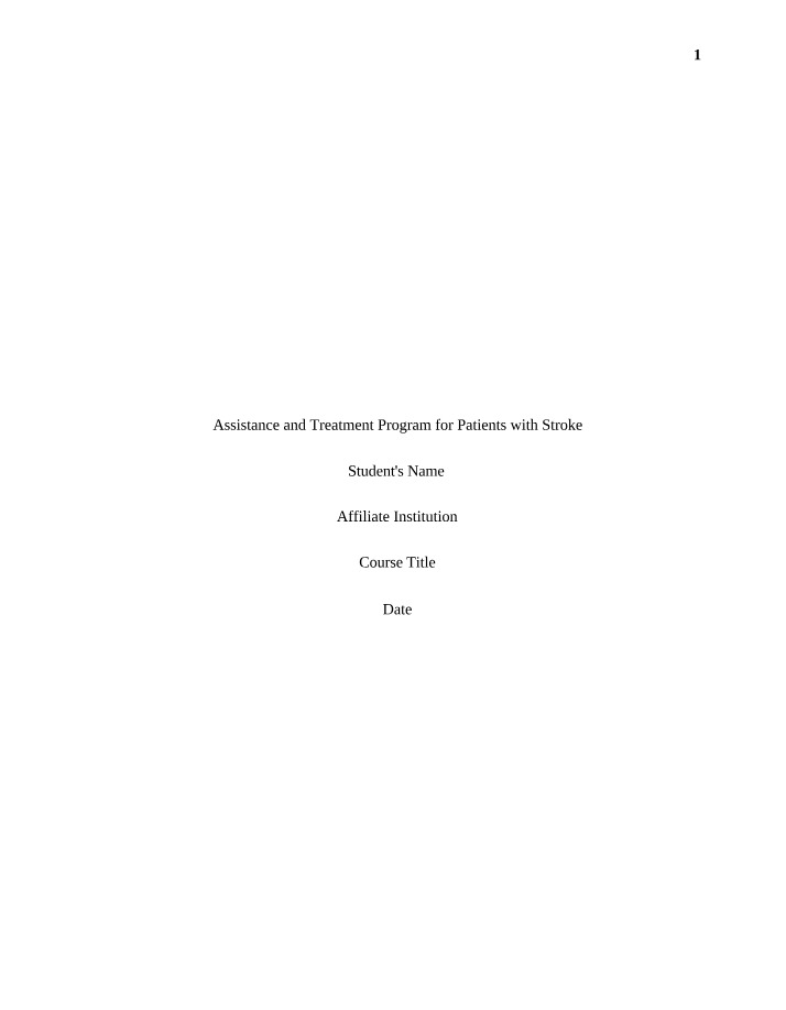 Stroke Patient Assistance and Treatment Program