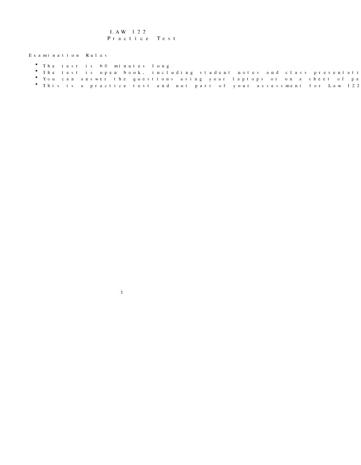 Winter 2022 Business Law 122 Practice Test and Answers