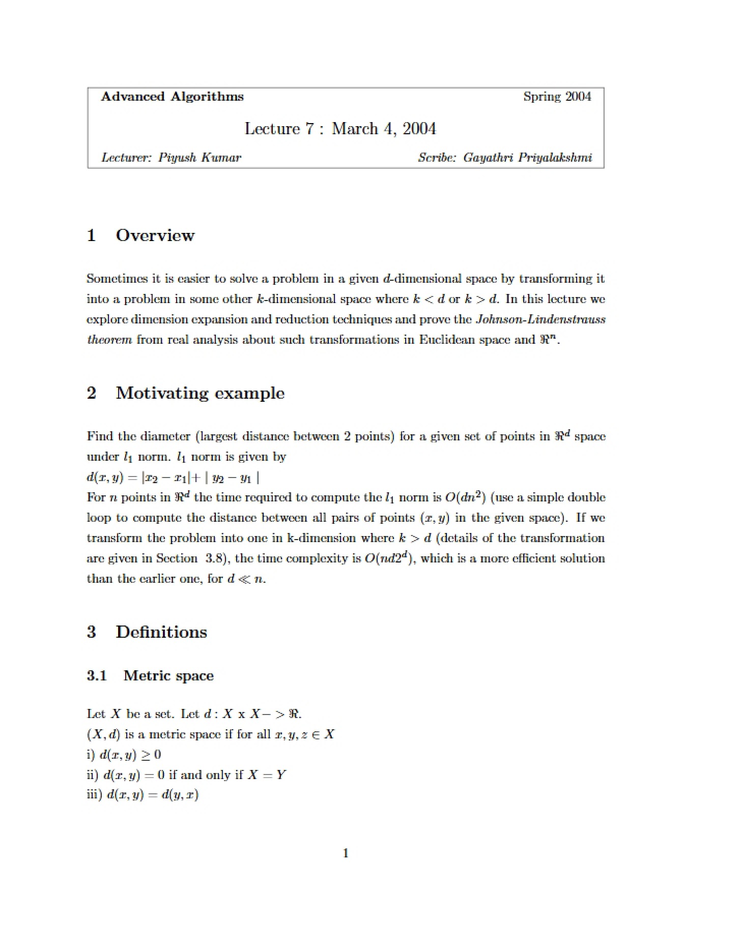 Advanced Algorithms Lecture Seven
