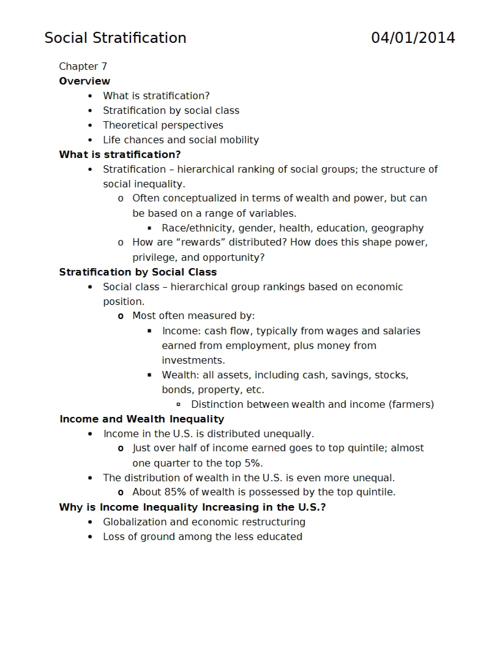 Ethnic and Racial Stratification