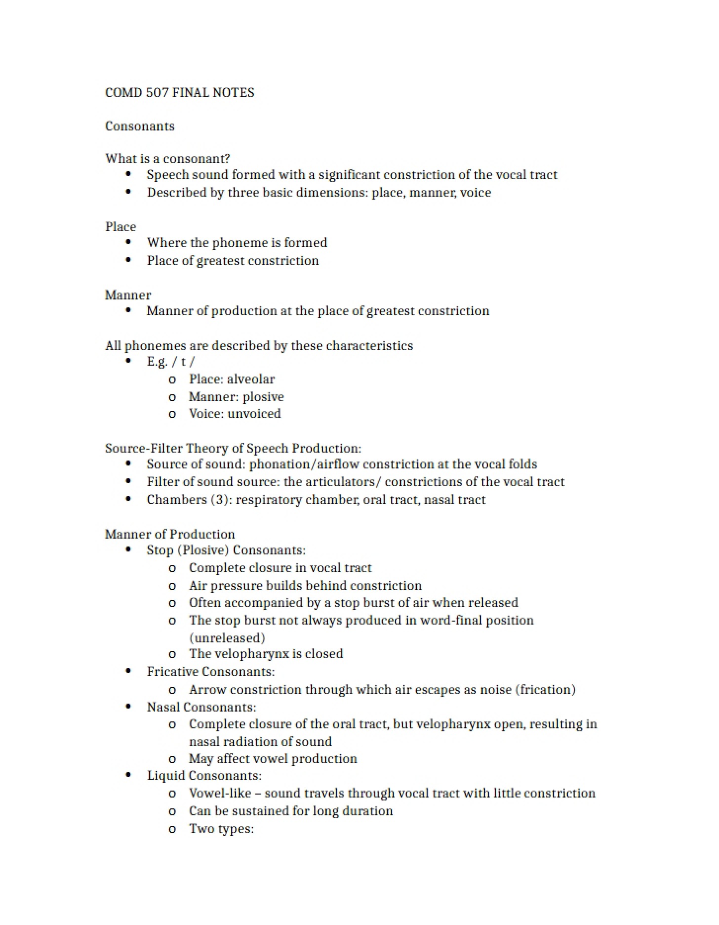 Final Notes for COMD 507