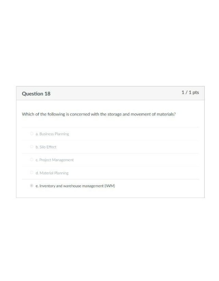 Storage and Movement of Materials - Question 18