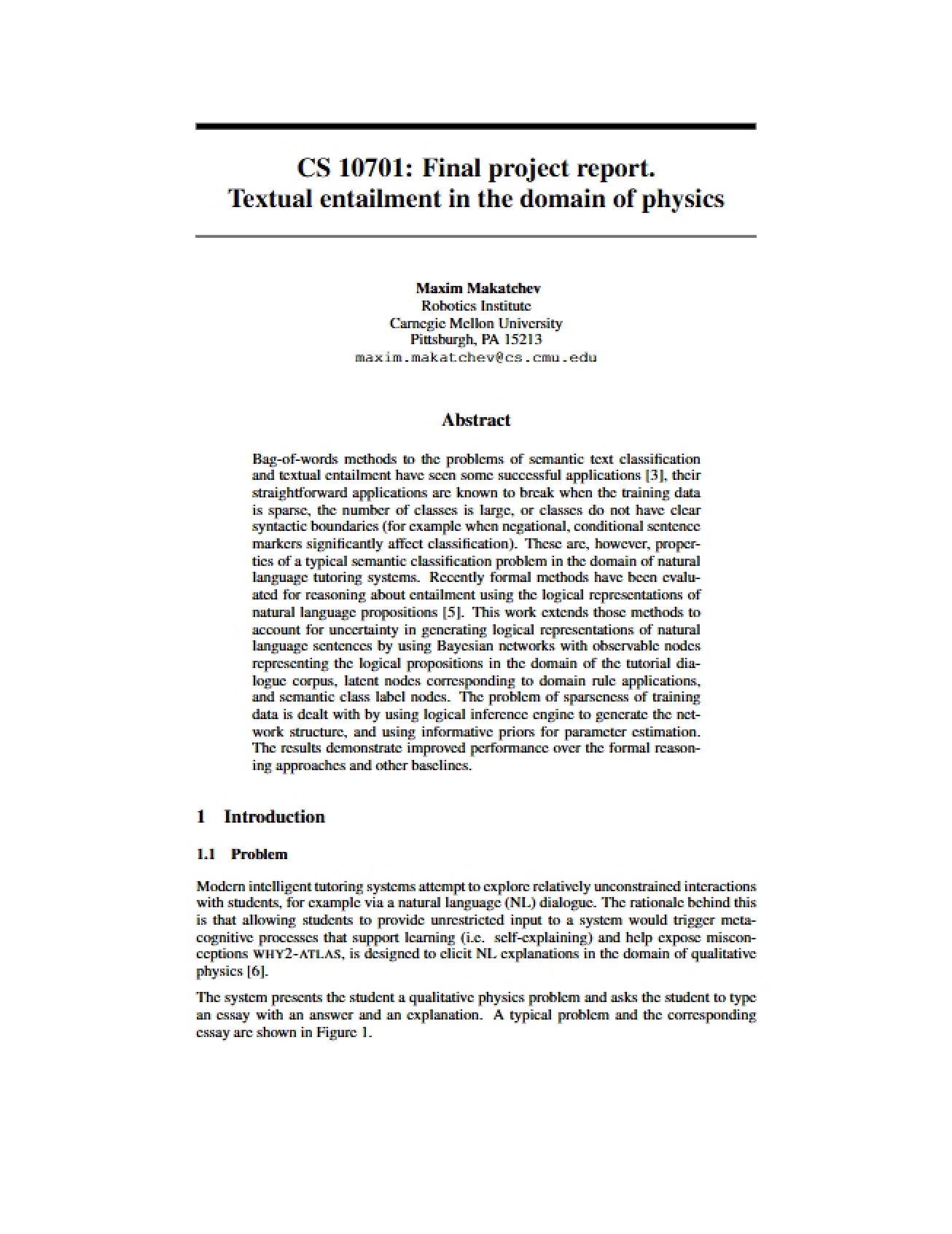Physics Domain Textual Entailment