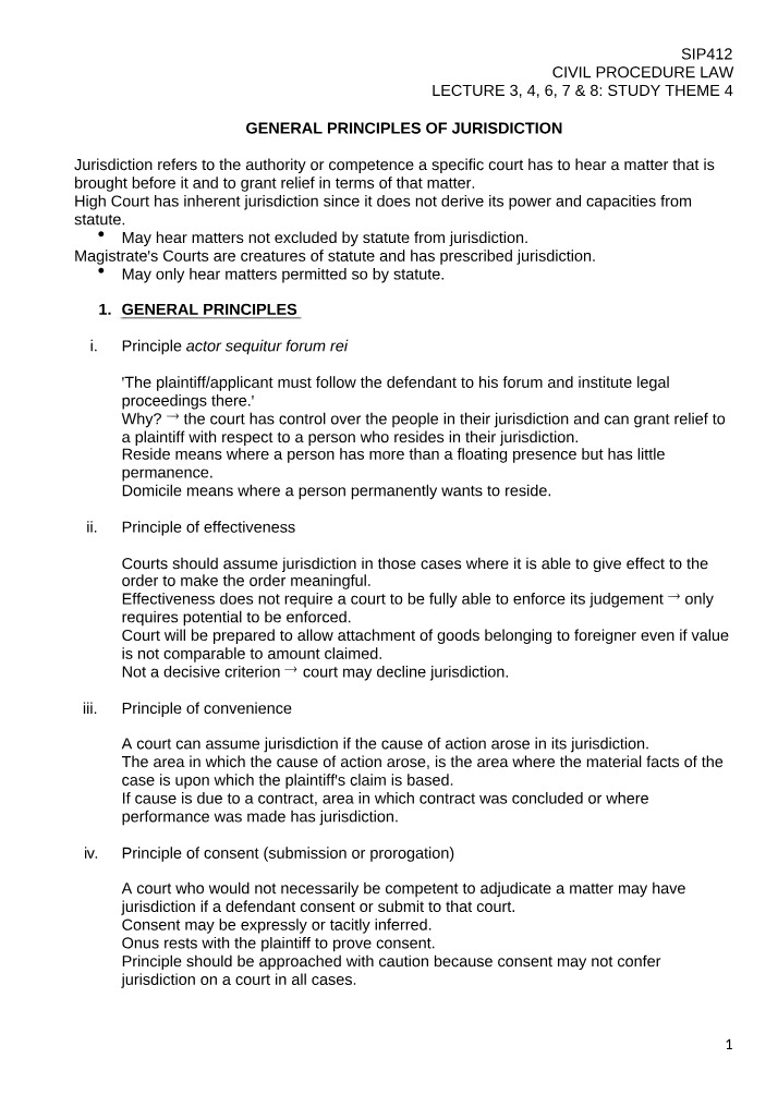 Notes on General Jurisdiction