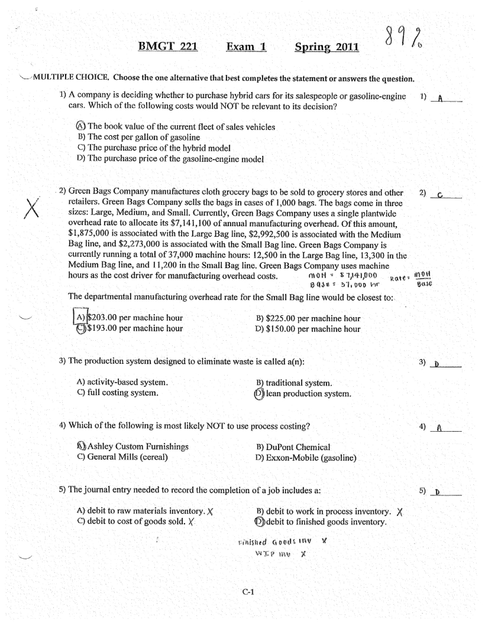 Accounting Principles II - Exam 1