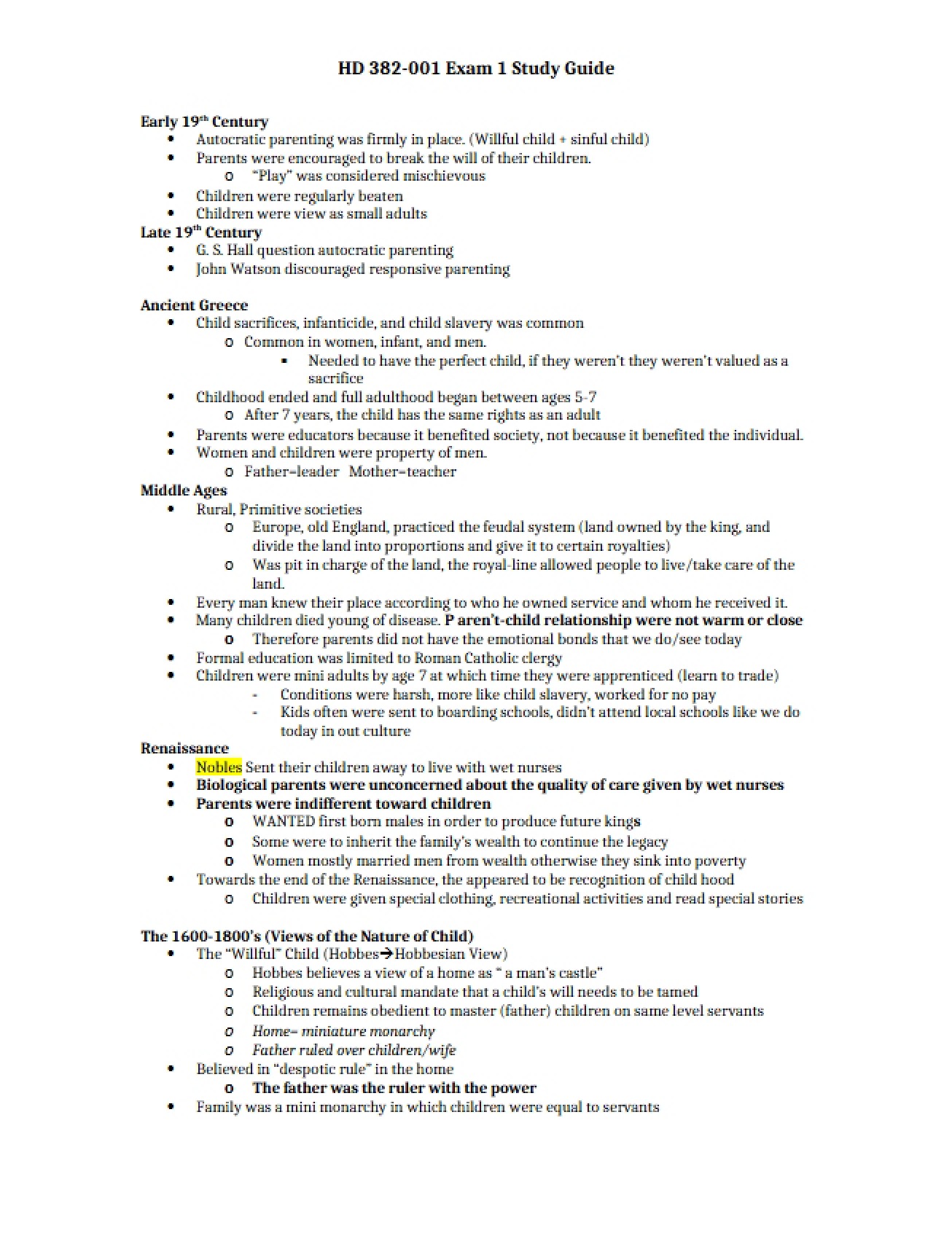 Exam 1 Guide Family Development