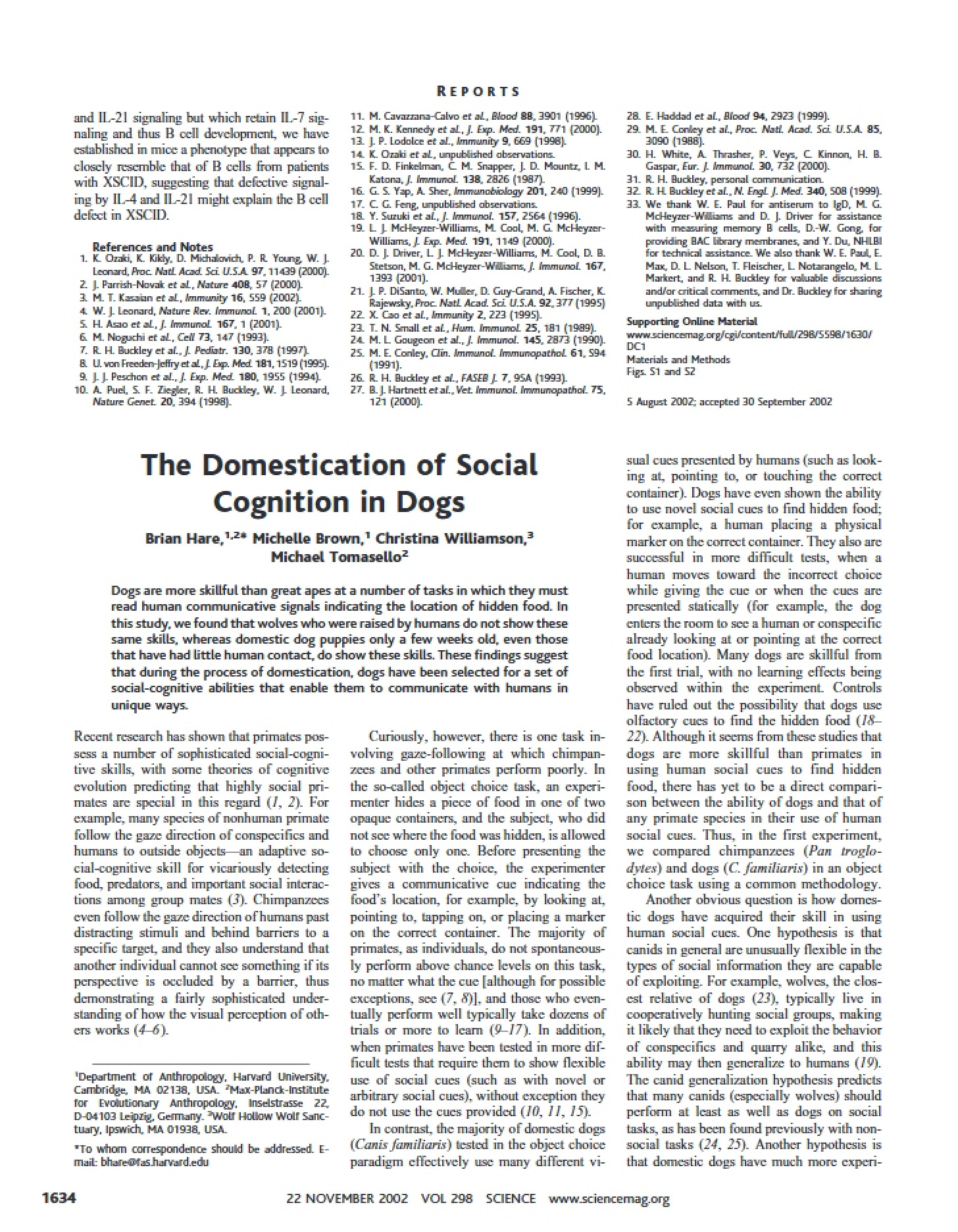 Social Cognition Domestication in Canines