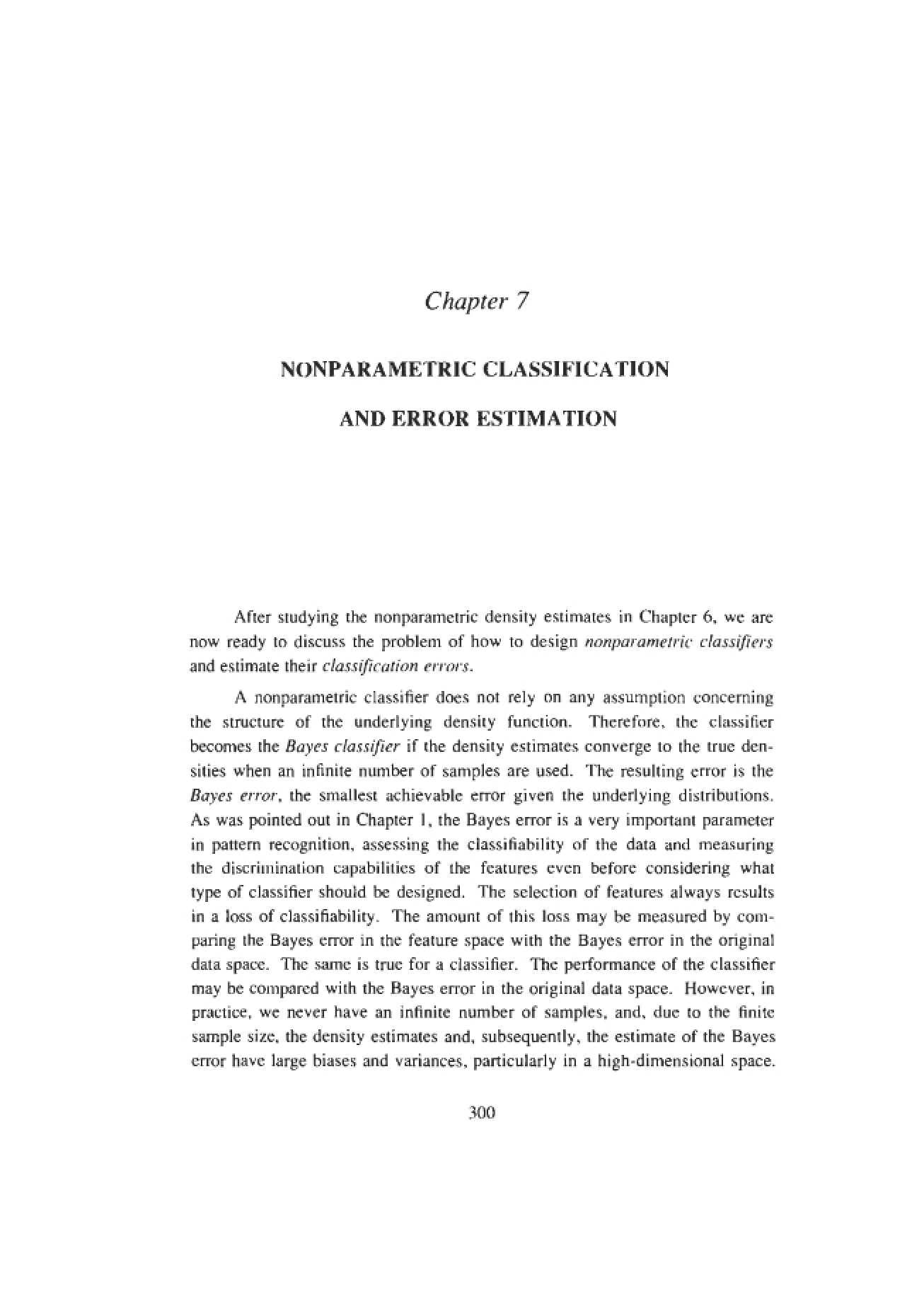Error Estimation and Nonparametric Classification