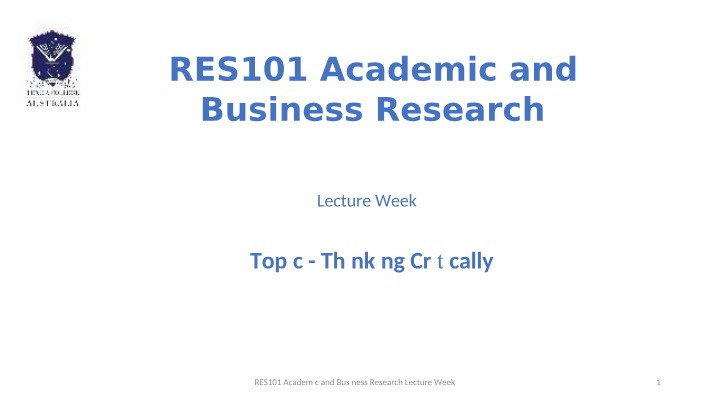 Critical Thinking Skills for Academic and Business Research