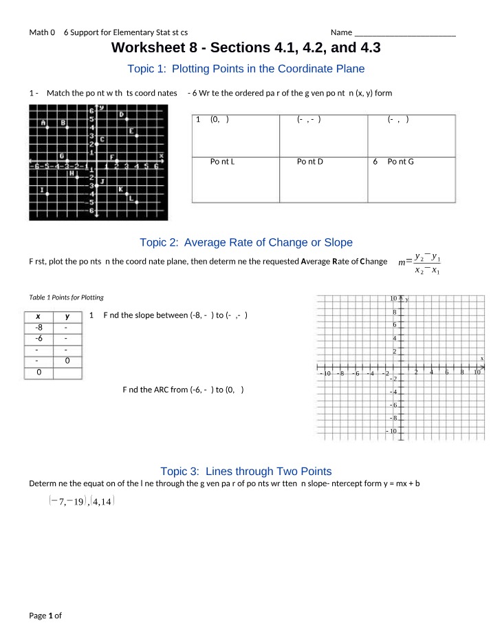 Worksheet 8 Sections 4 1 4 2 and 4 3 Solutions
