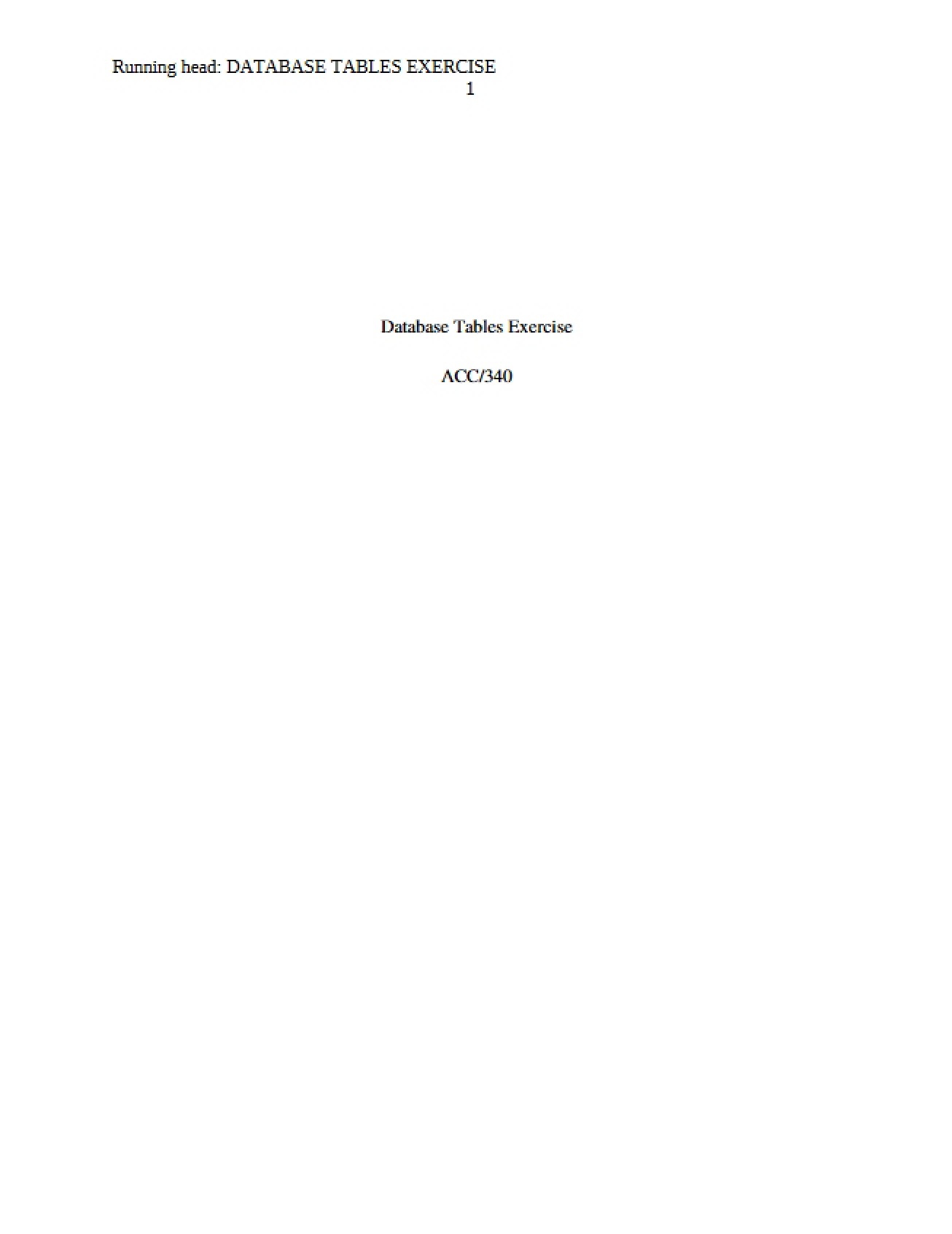 Exercise on Database Tables