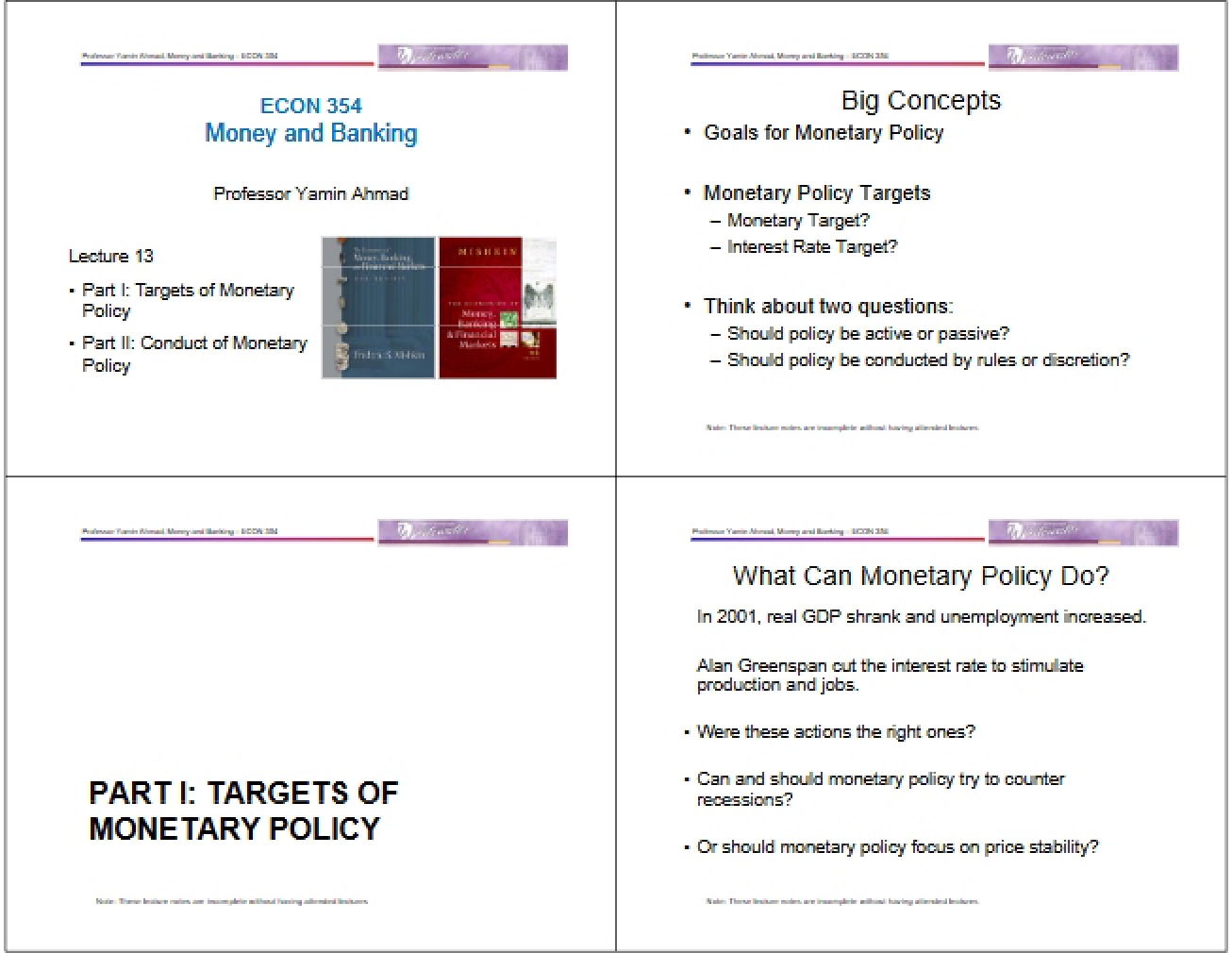 Monetary Targets