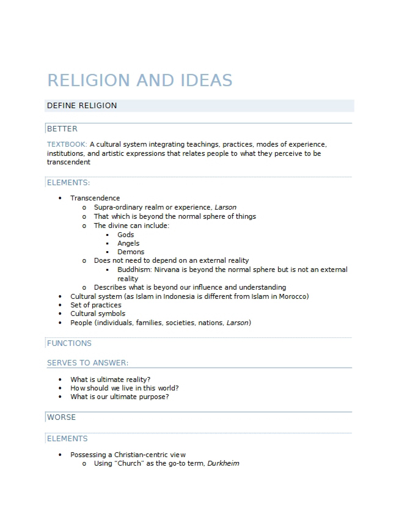 Intersection of Religion and Ideas