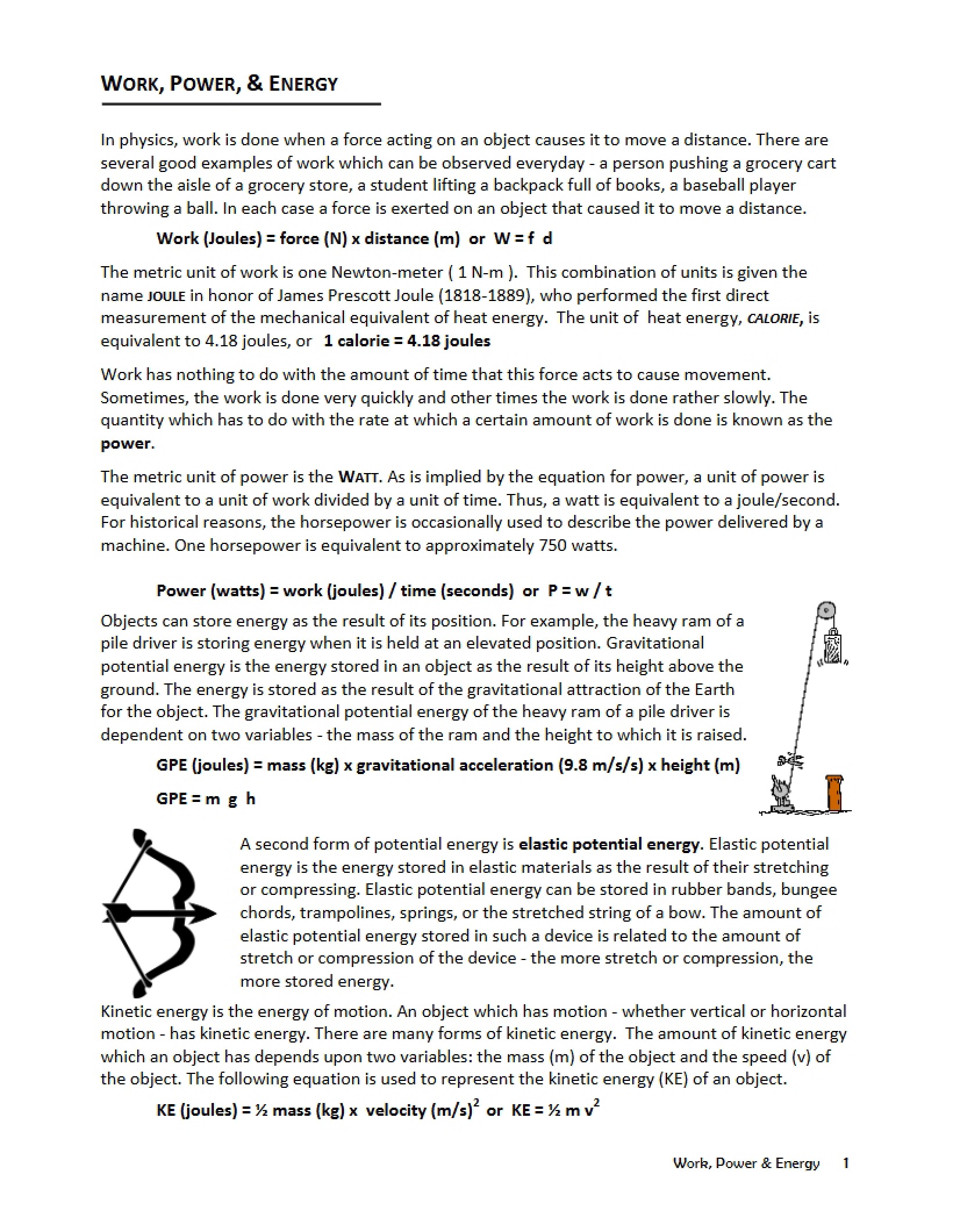 Energy, Power, and Work
