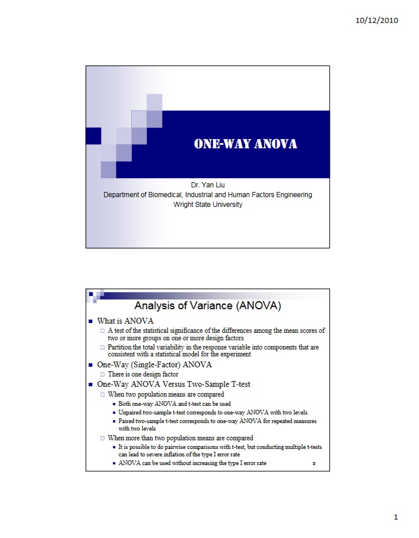 ANOVA (One-Way)