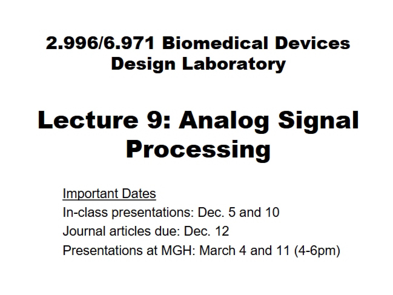 Processing Analog Signals