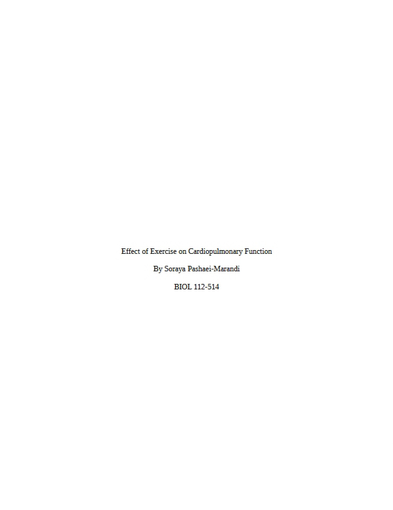 Fifth Assignment for Introductory Biology II
