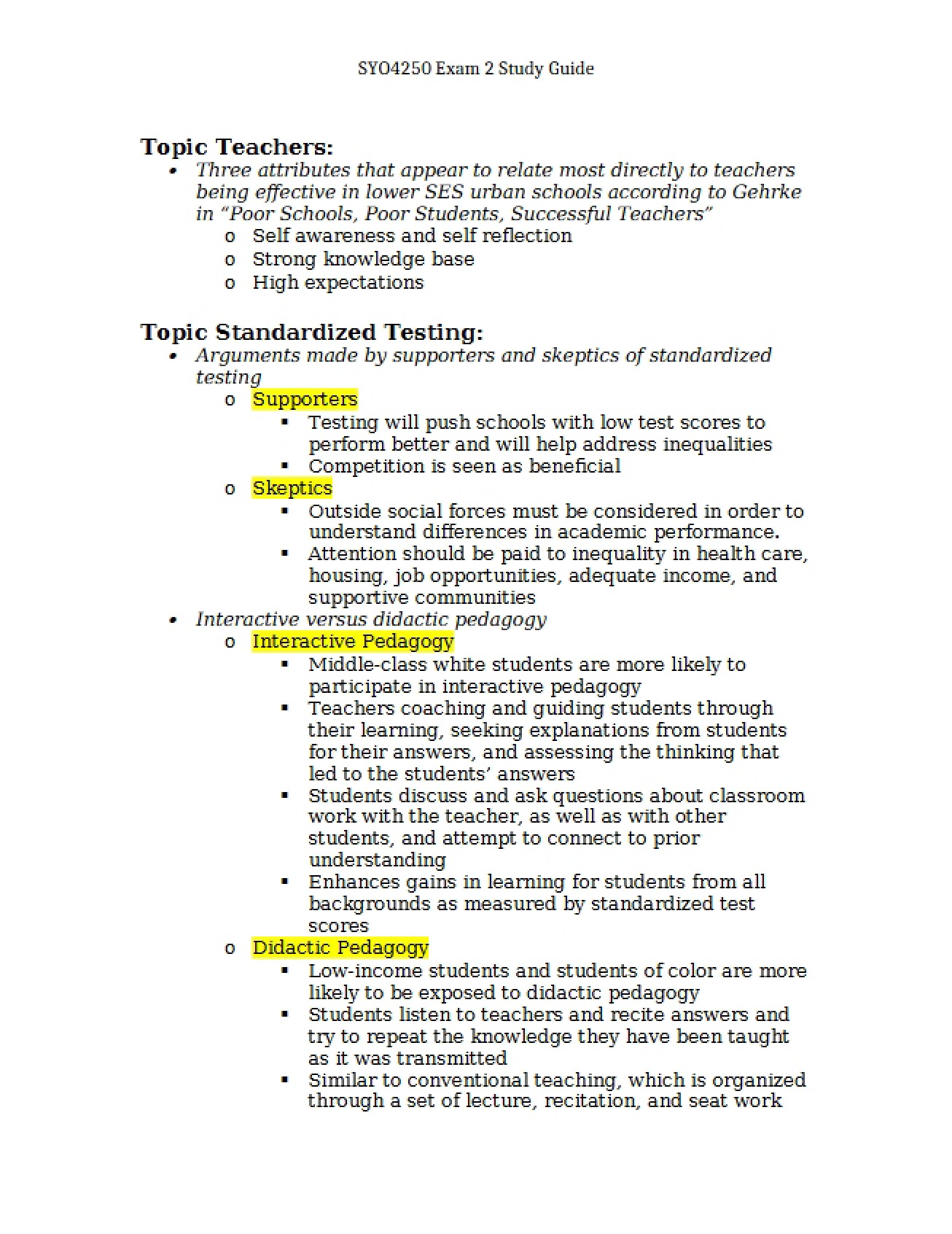 Second Exam Study Reference