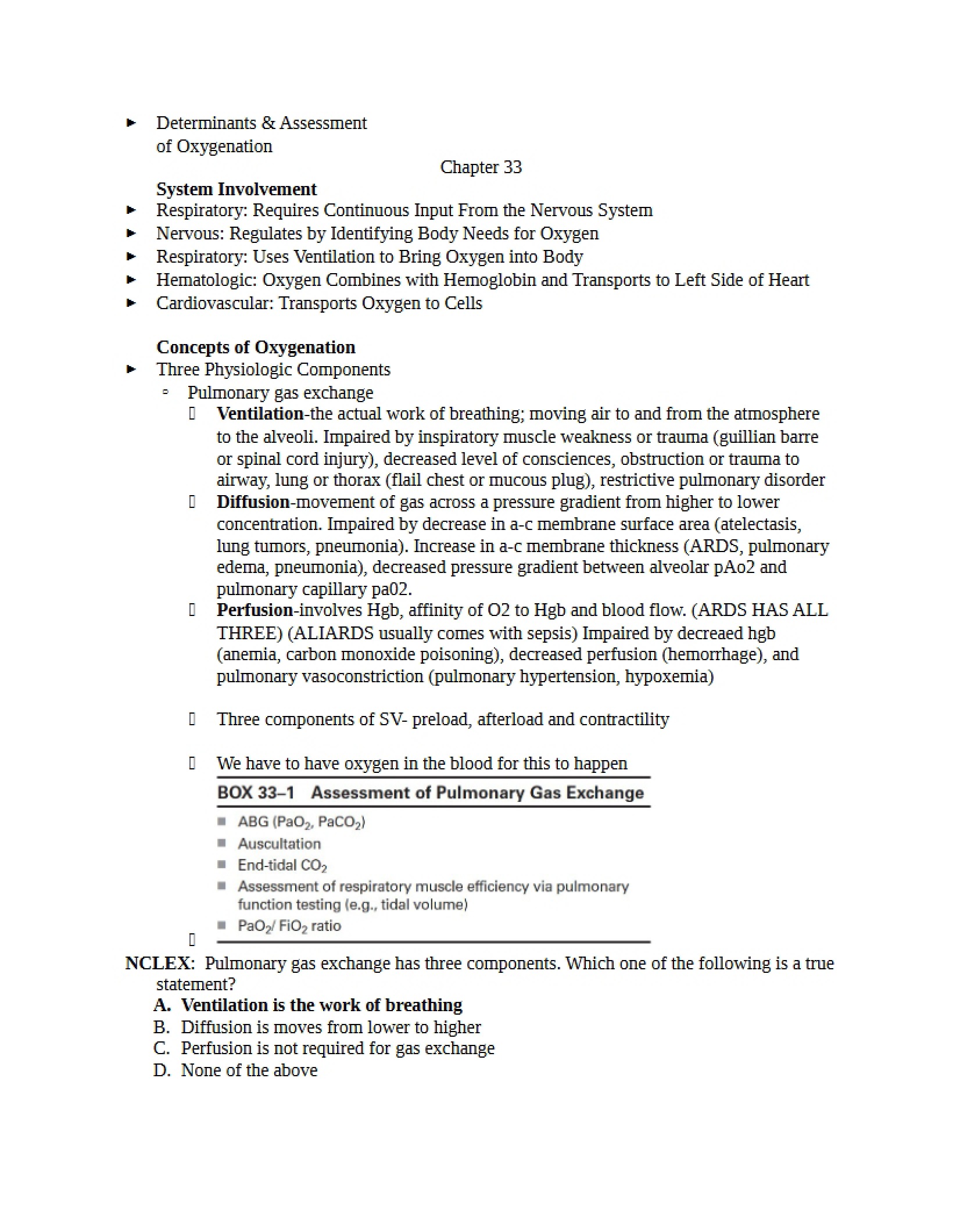 Notes for Adult Nursing II Test 3