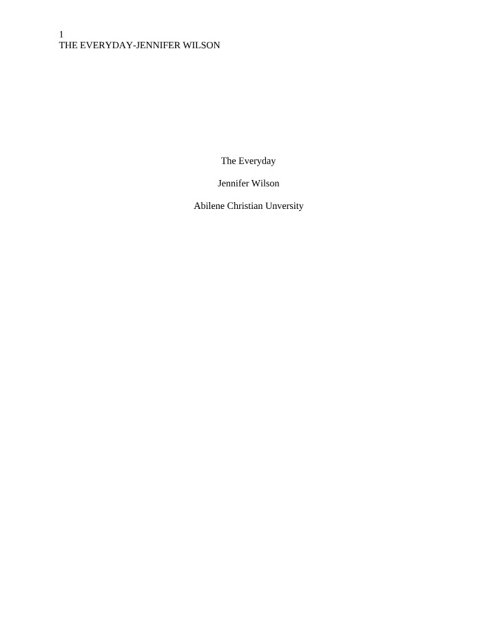 The Everyday by Jennifer Wilson