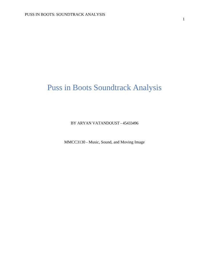Soundtrack Analysis for Puss in Boots