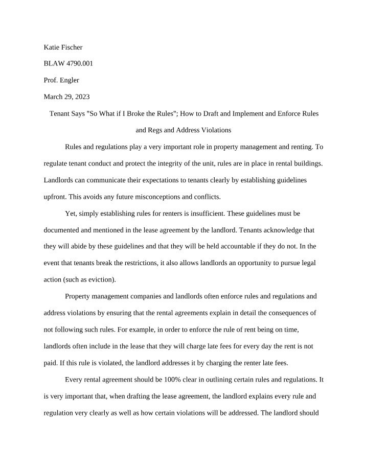 Drafting and Enforcing Tenant Conduct Rules
