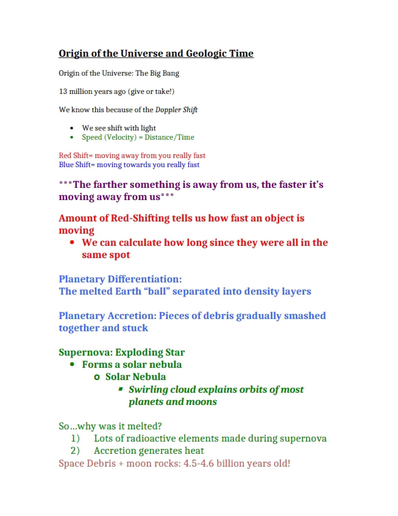 Geologic Time and the Origin of the Universe