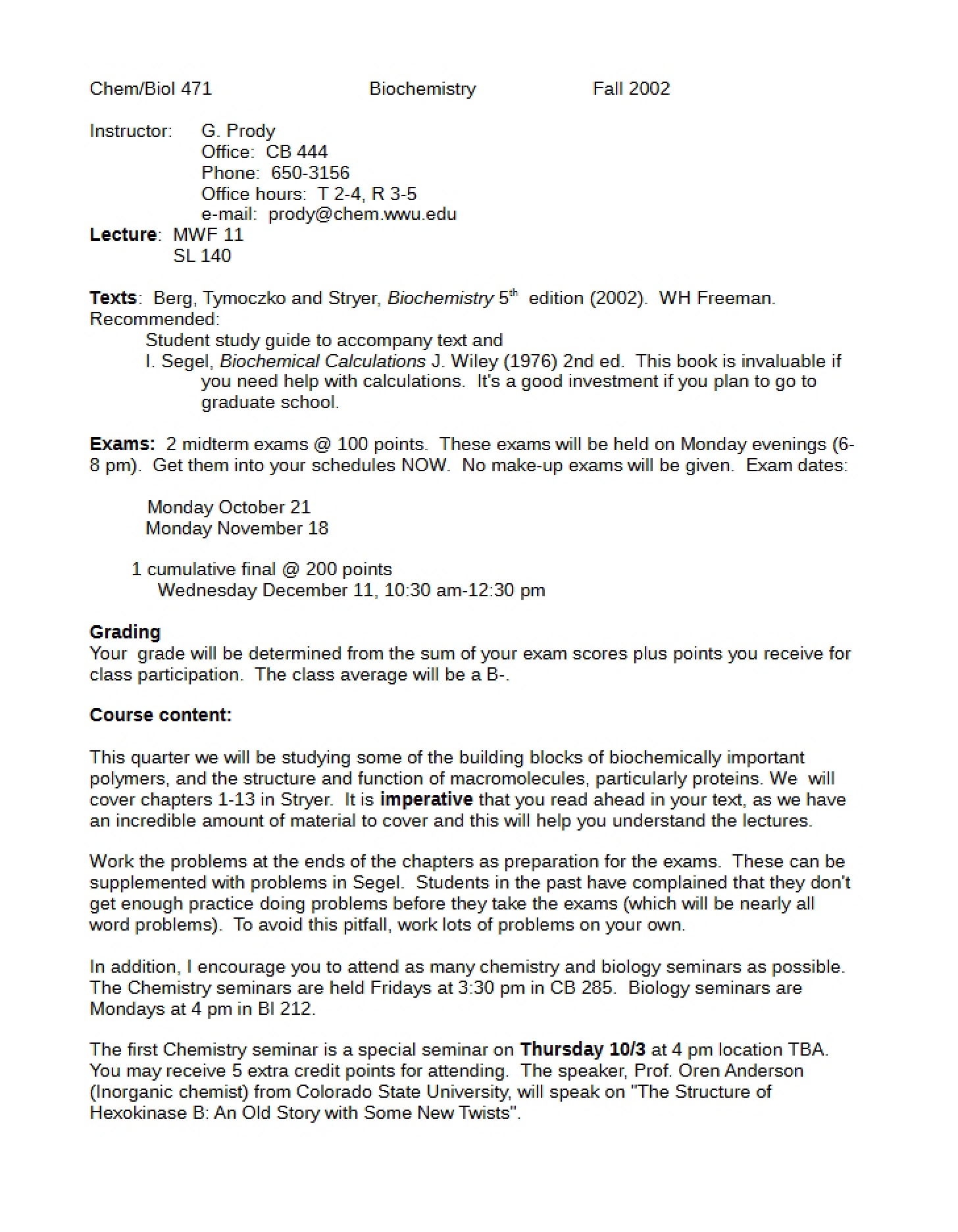 Course Syllabus