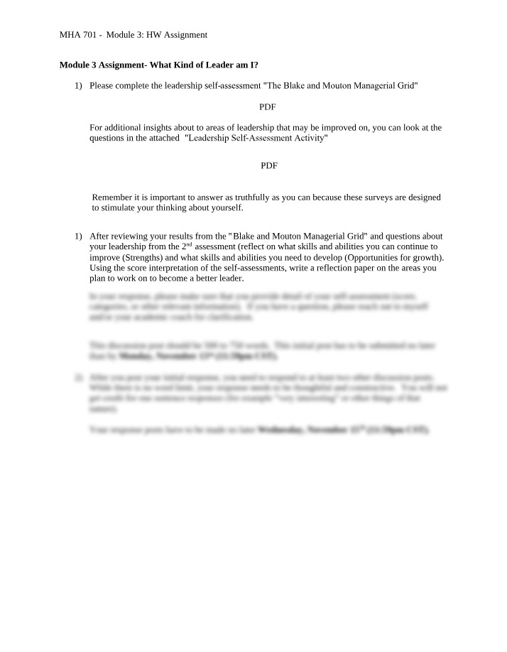 What Kind of Leader am I - Module 3 Assignment