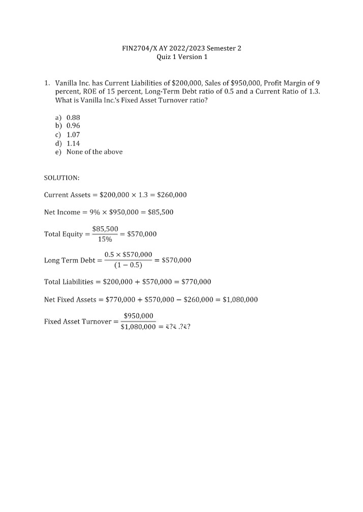 Solutions for Quiz 1 v1