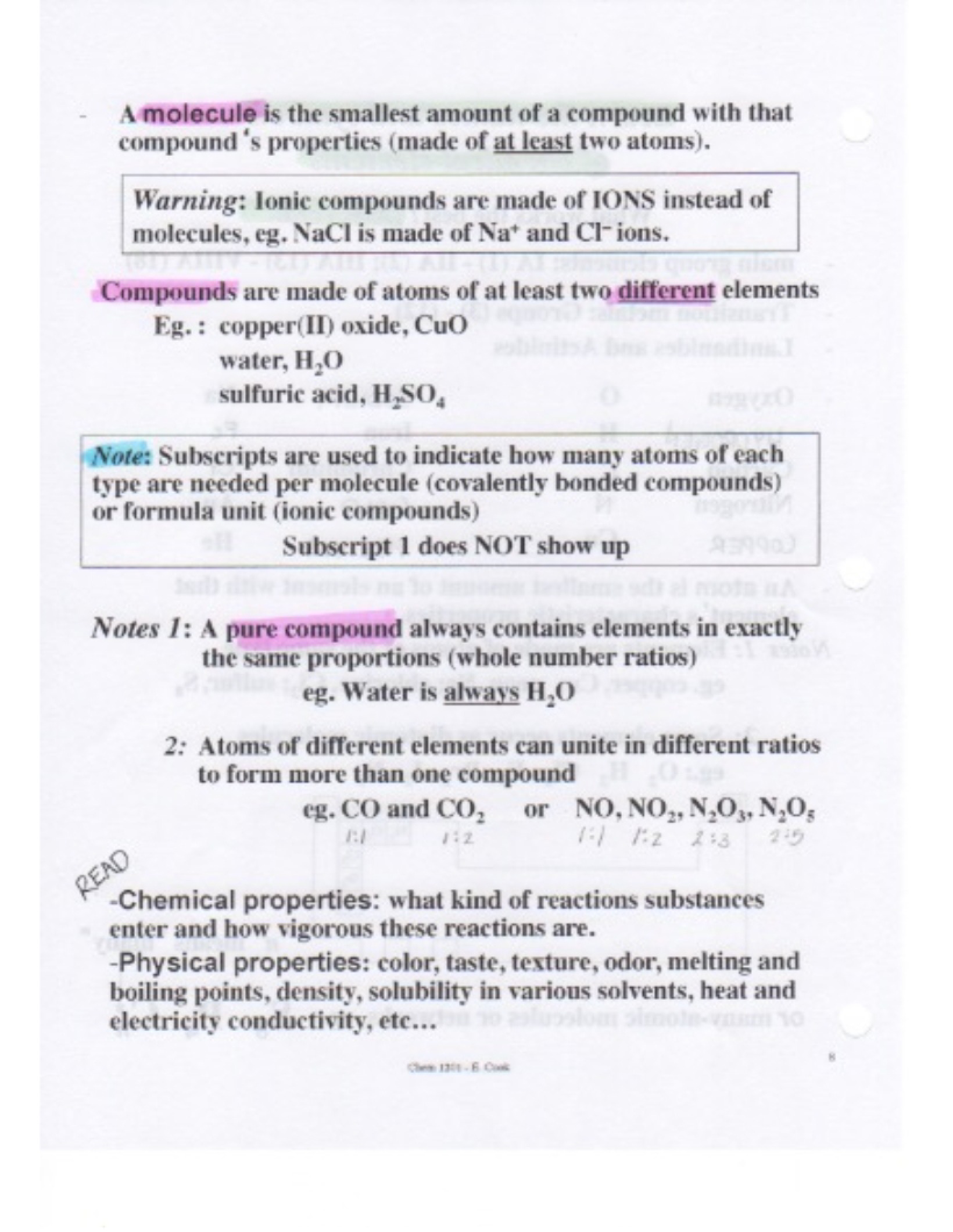 Chemistry I Notes