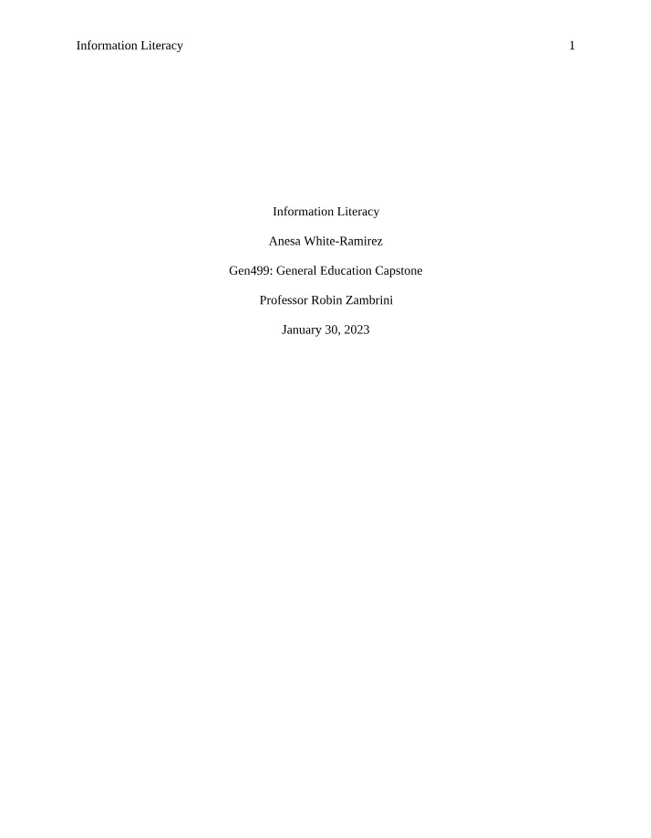 EDU499 - Information Literacy