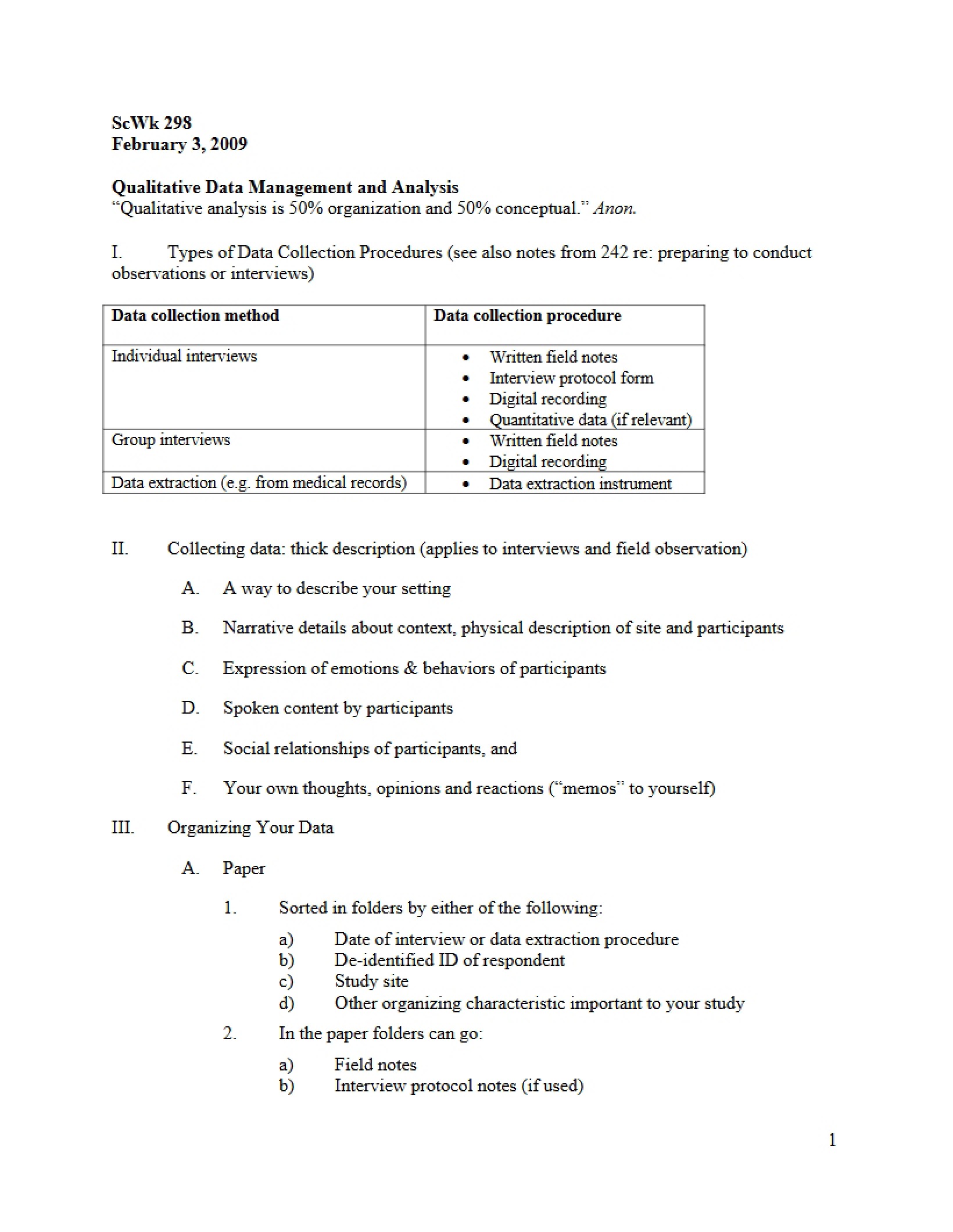 Analyzing and Managing Qualitative Data