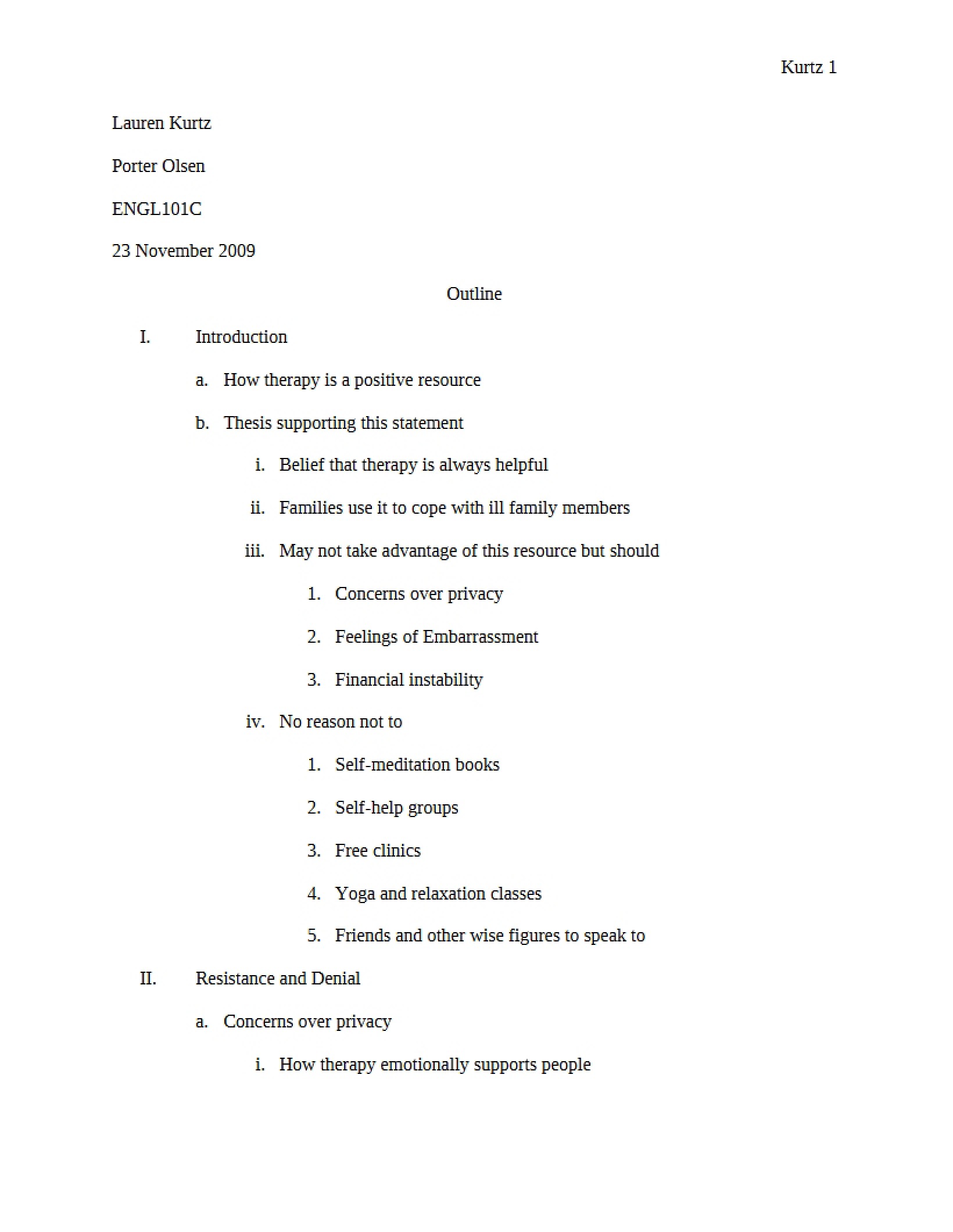 Essay Outline