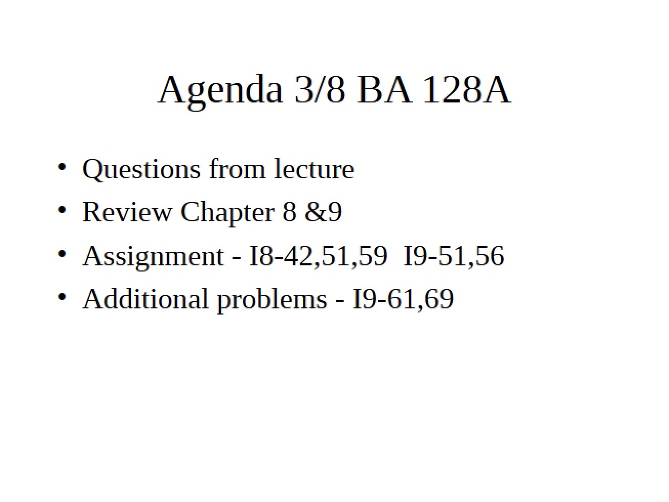 Review Session II