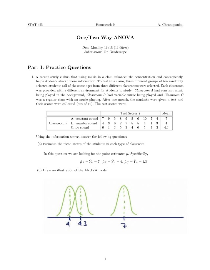 One and Two Way ANOVA - Homework 9