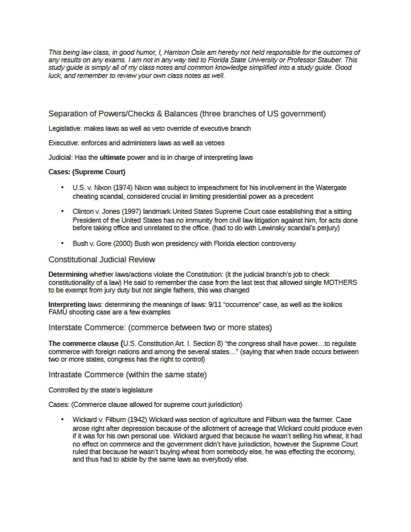 Separation of Powers Concept - Part One