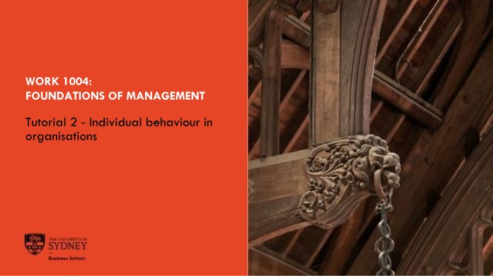 Individual Behaviour in Organisations - Tutorial 2