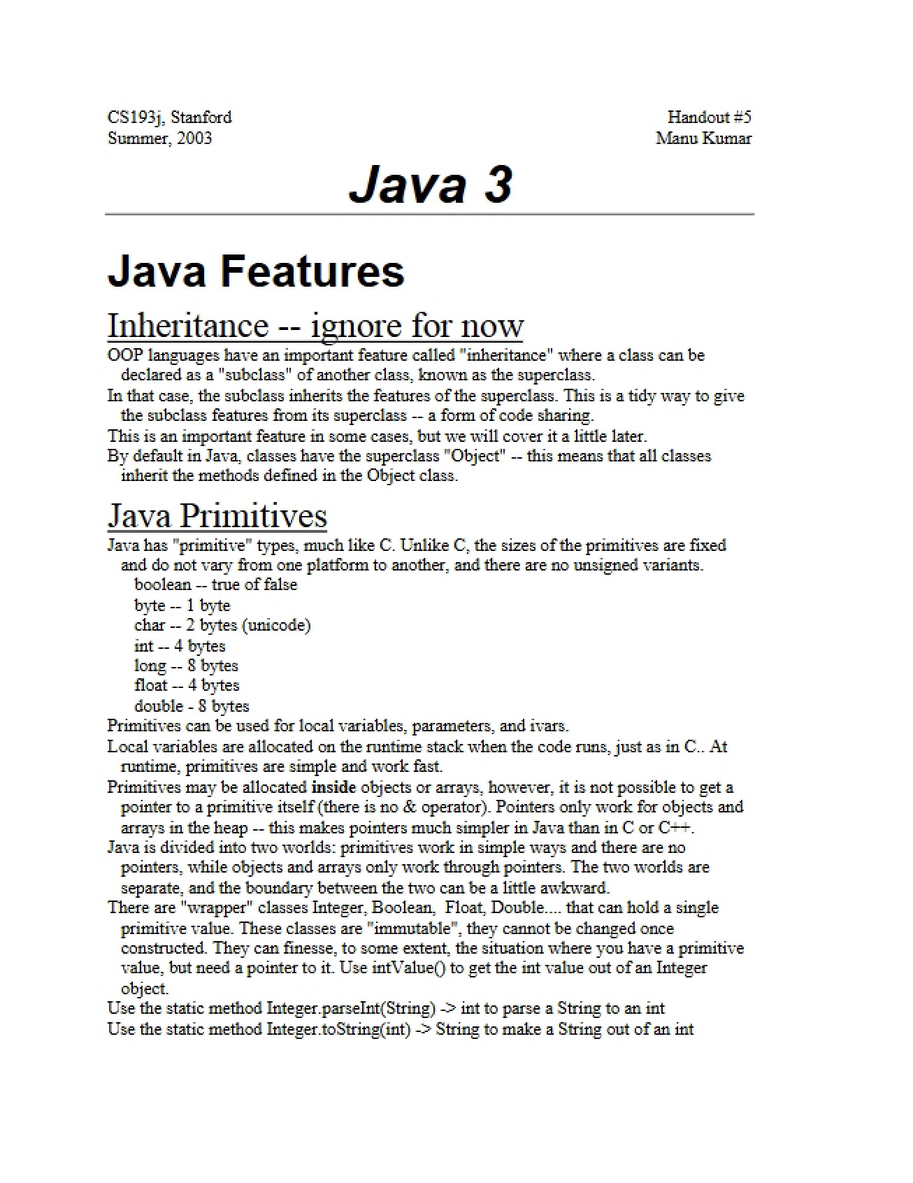 Programming in Java Study Notes (Set 1)