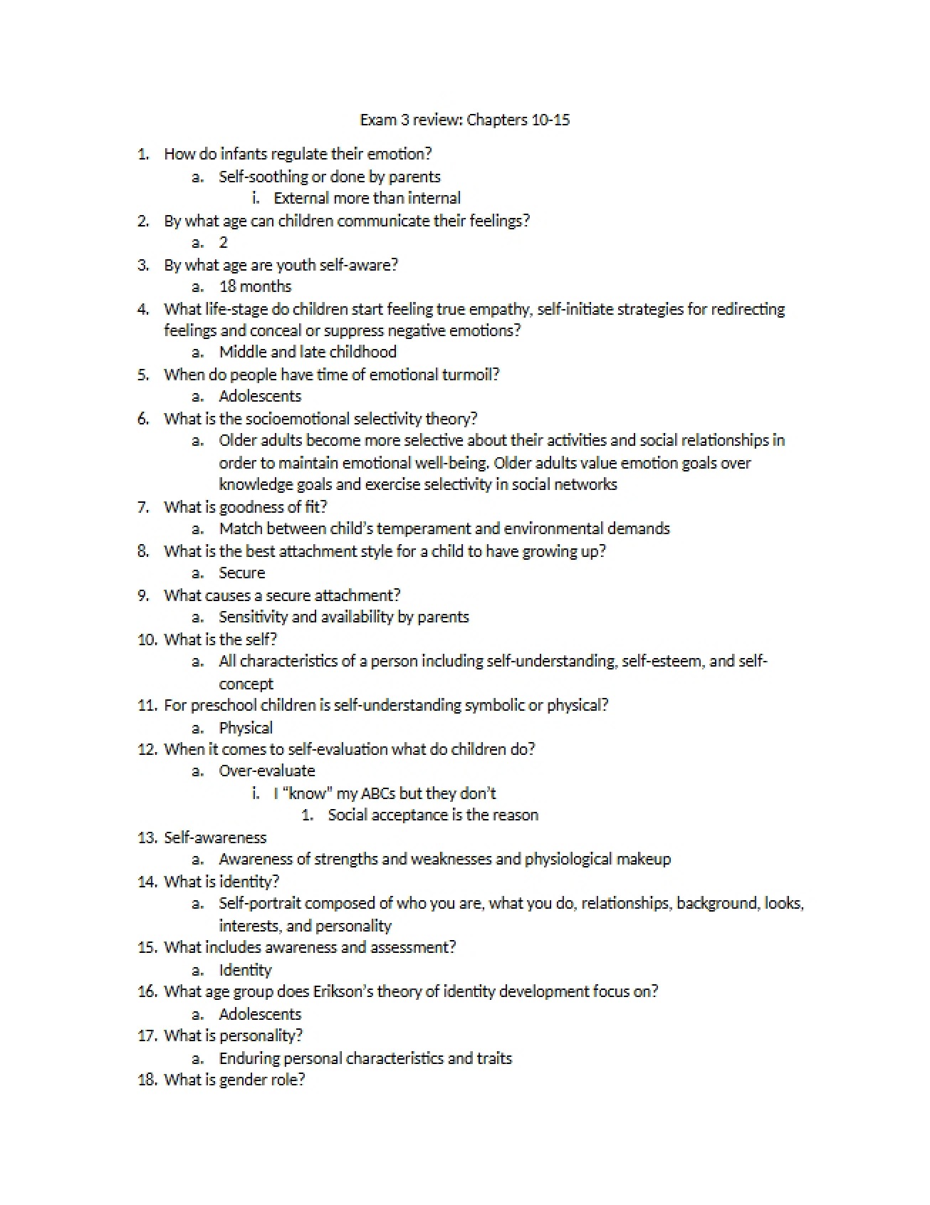 Chapters 10-15 Exam 3 Review