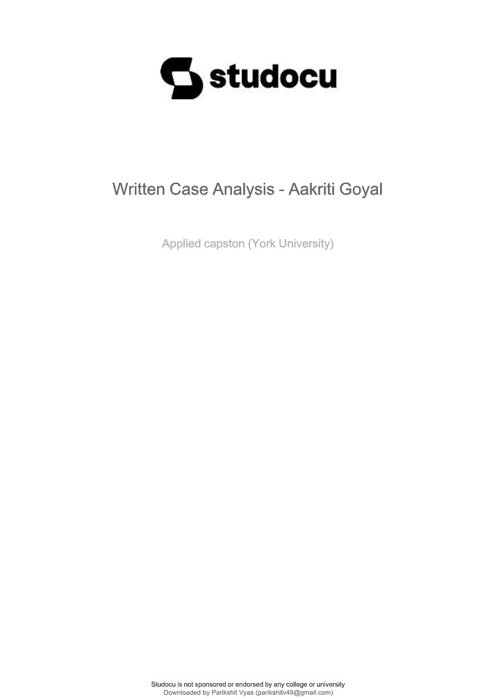 Written Case Analysis by Aakriti Goyal
