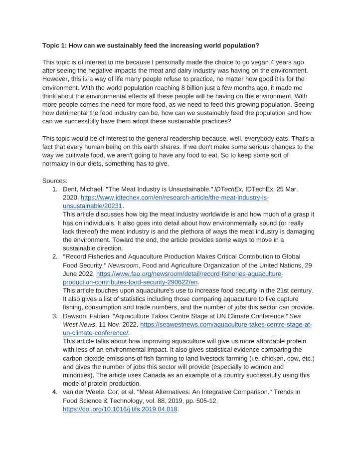 Research Paper Two - Potential Topics