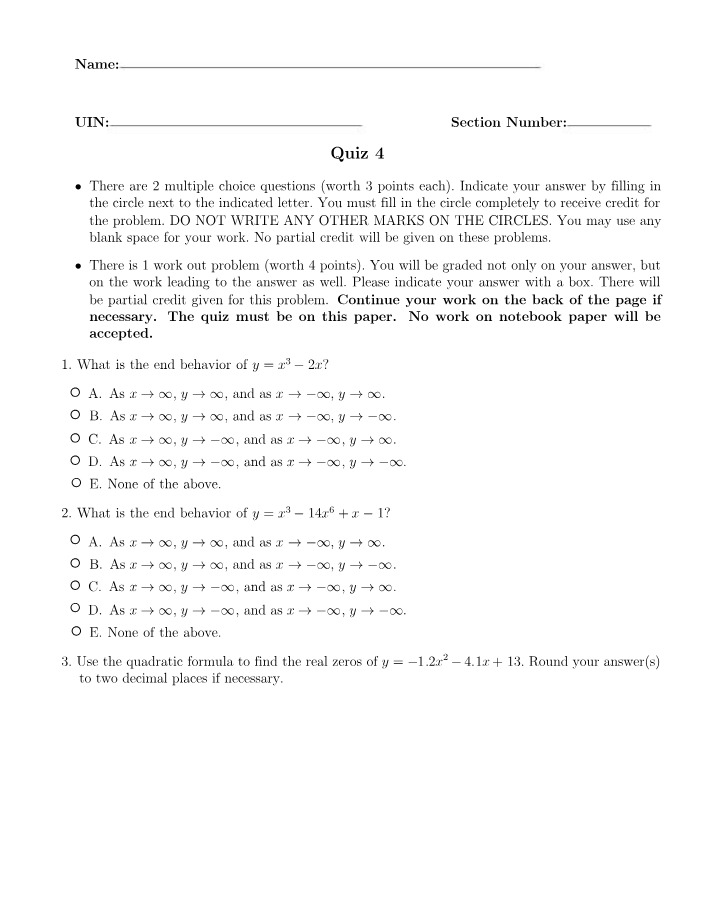End Behavior and Real Zeros of Polynomials