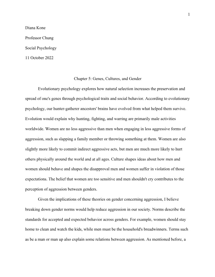 Gender Norms and Aggression - Culture and Evolution