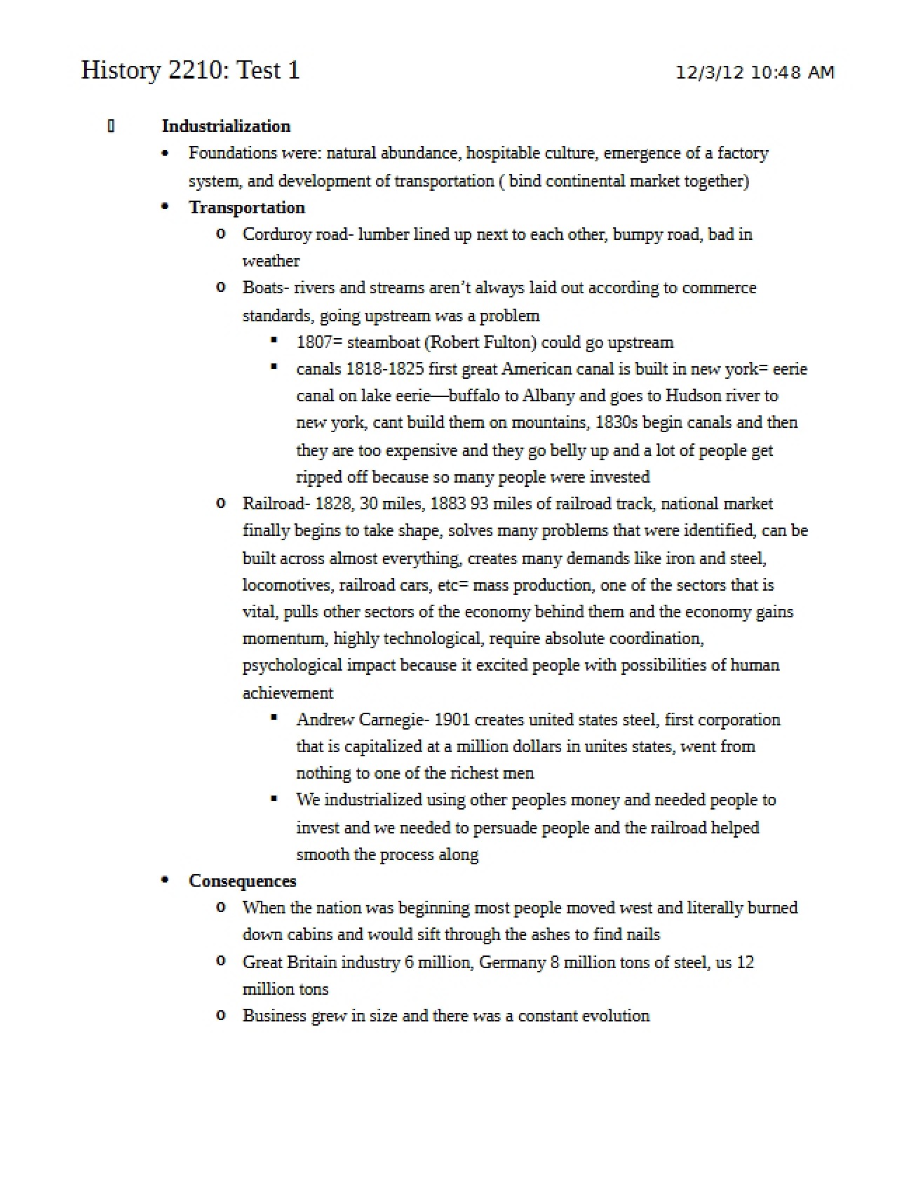 Notes for History 2210