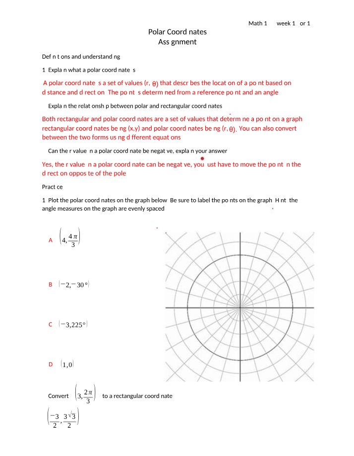 Assignment on Polar Coordinates