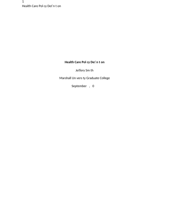 Definition of Health Care Policy