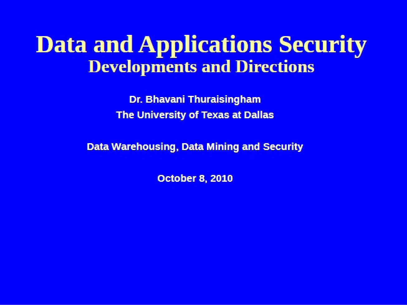 Security in Data Warehousing and Data Mining