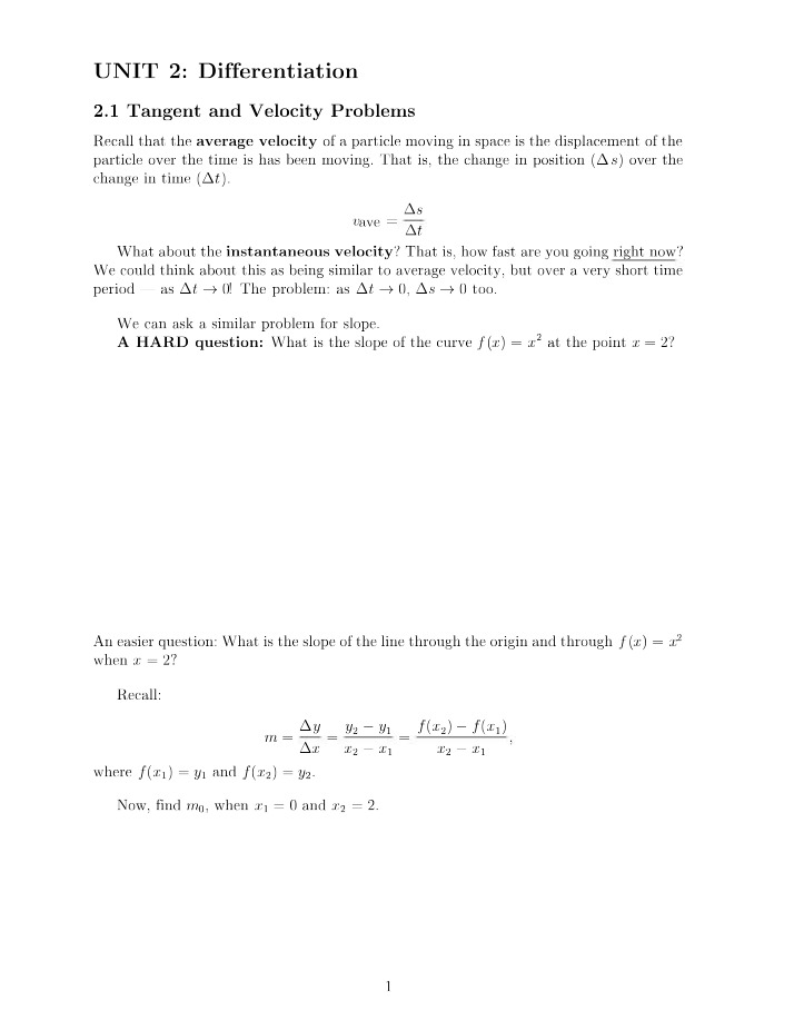 MATH1000 Unit 2 Notes Draft